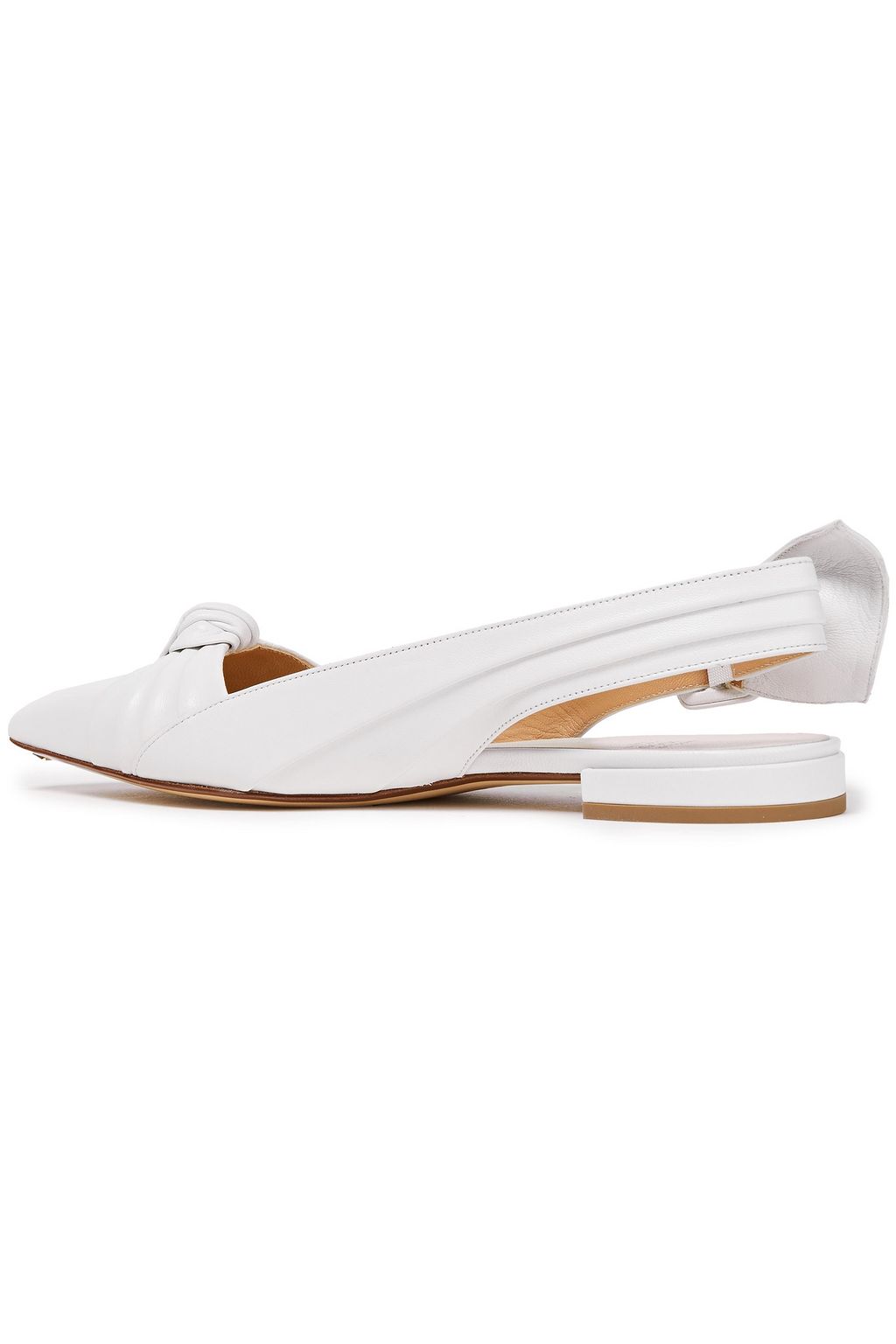FRANCESCO RUSSO Pleated knotted leather slingback flats