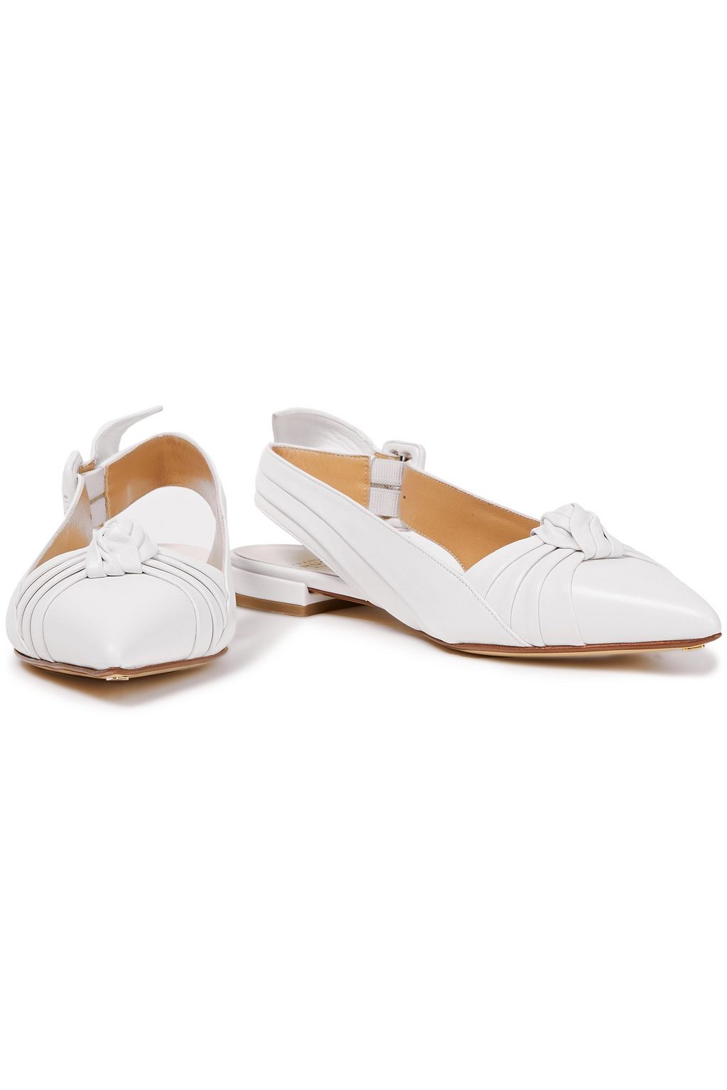 FRANCESCO RUSSO Pleated knotted leather slingback flats