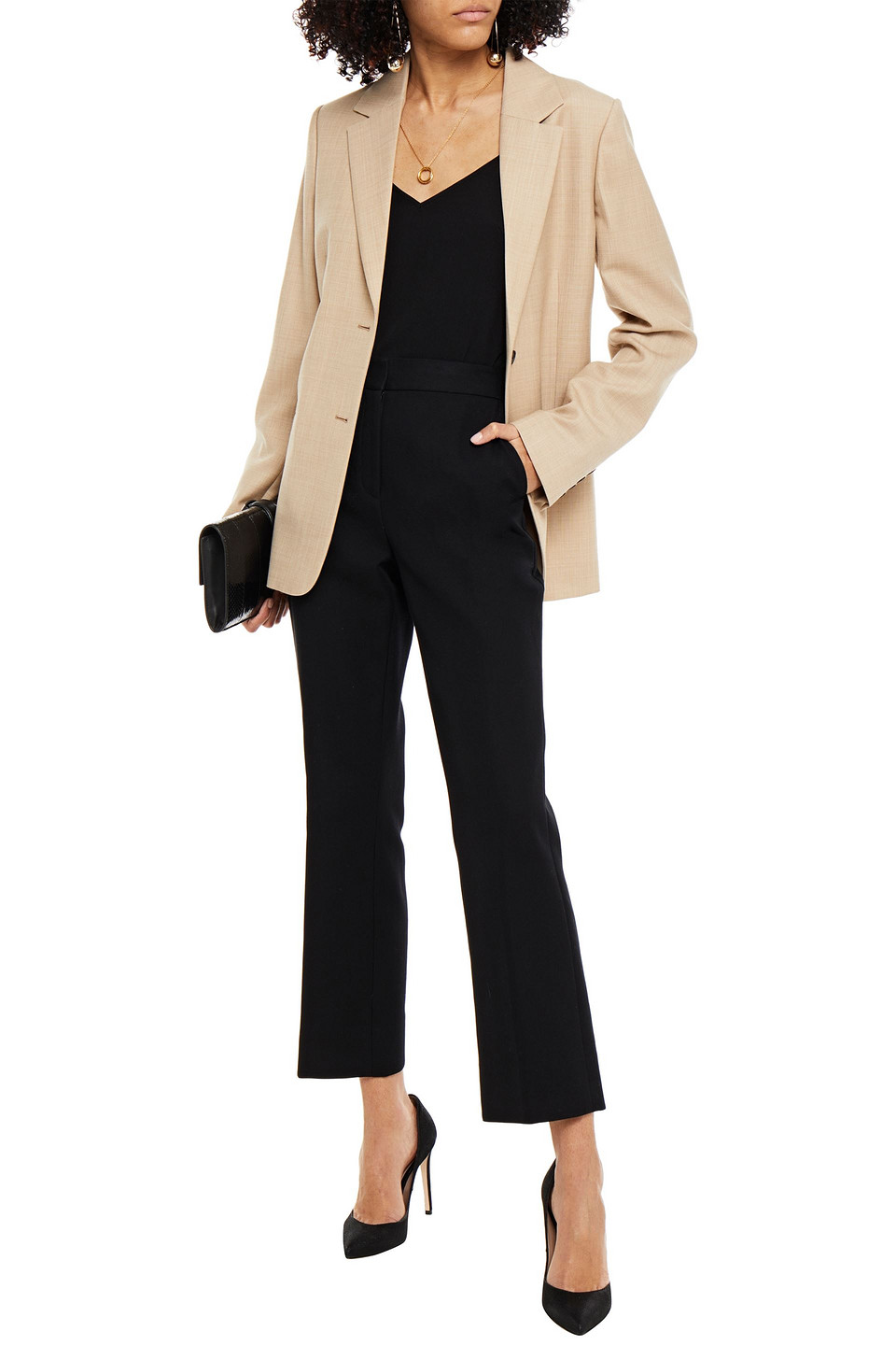 Tory Burch Cotton-drill Straight-leg Trousers In Black