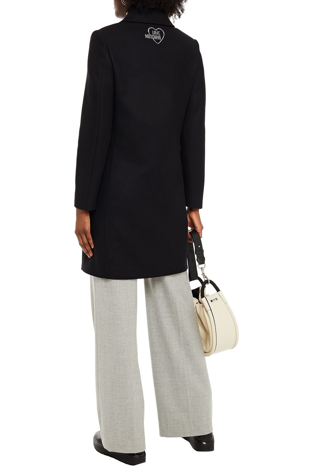 LOVE MOSCHINO Crystal-embellished wool-blend twill coat