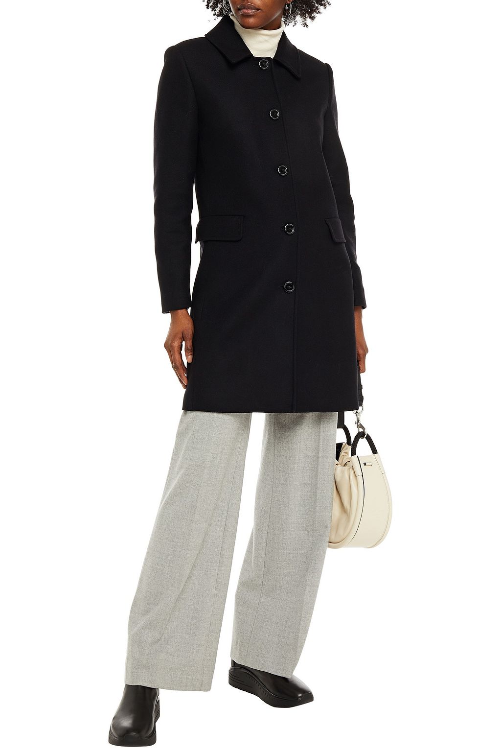 LOVE MOSCHINO Crystal-embellished wool-blend twill coat