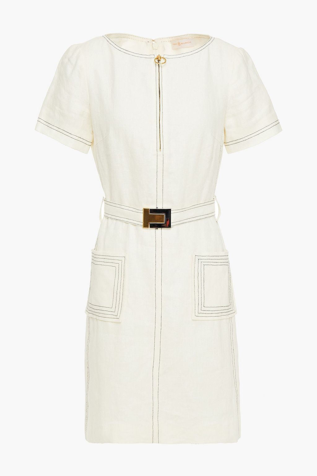 Ivory Belted linen mini dress | Sale up ...