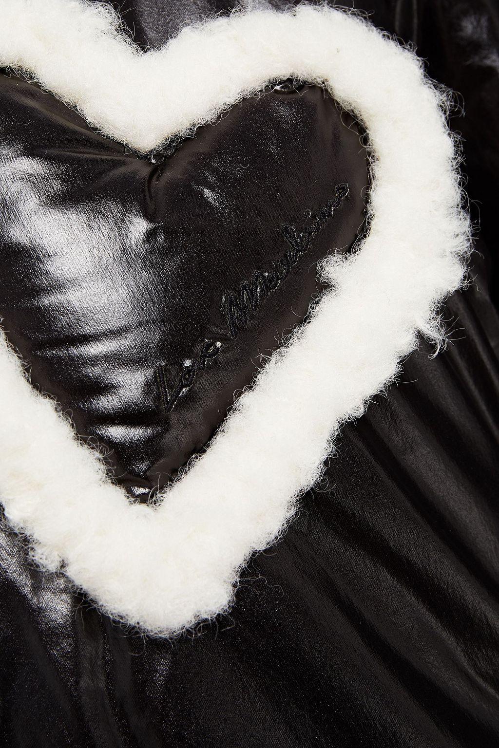 LOVE MOSCHINO Faux shearling-trimmed coated-shell jacket