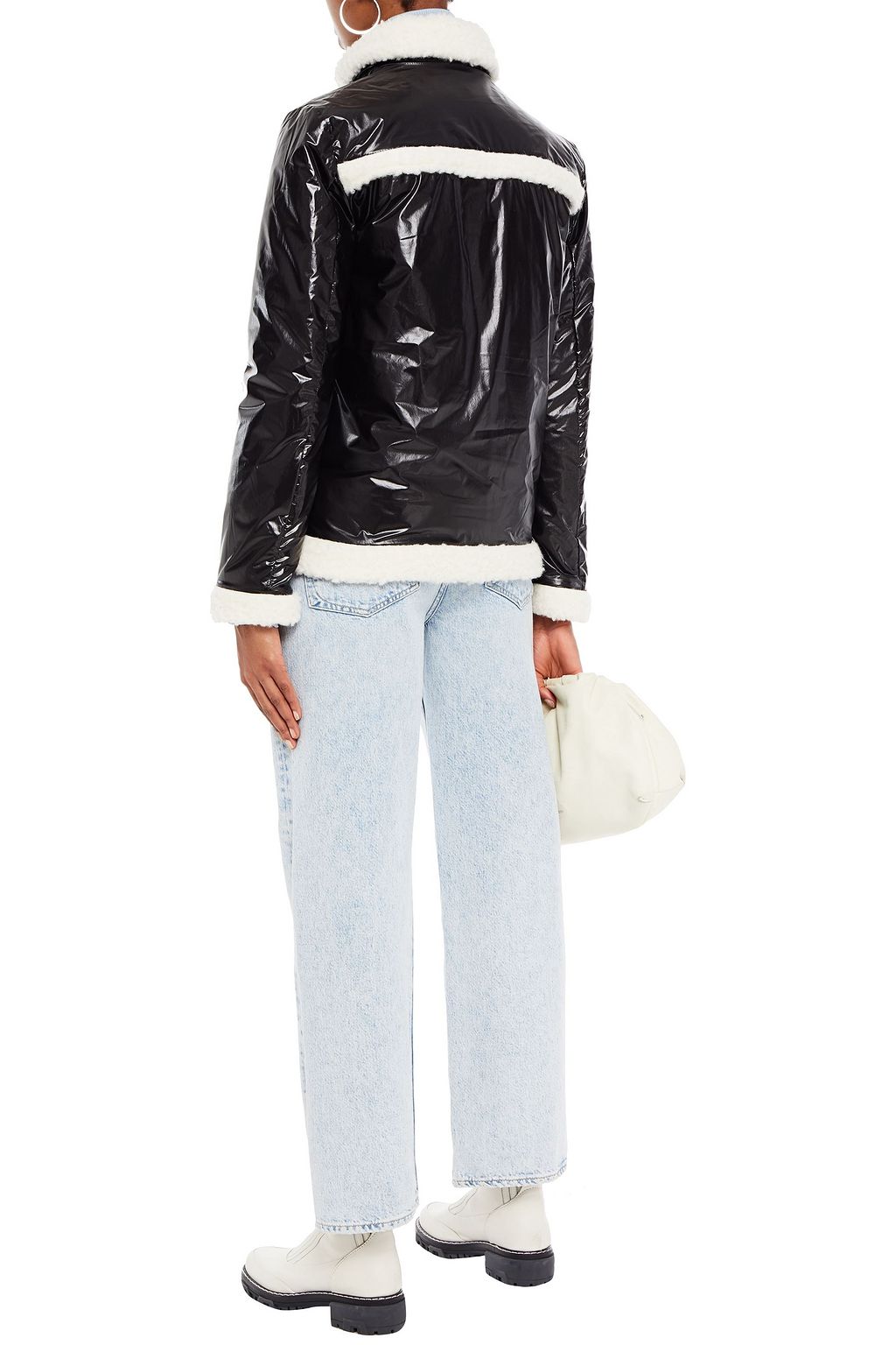 LOVE MOSCHINO Faux shearling-trimmed coated-shell jacket