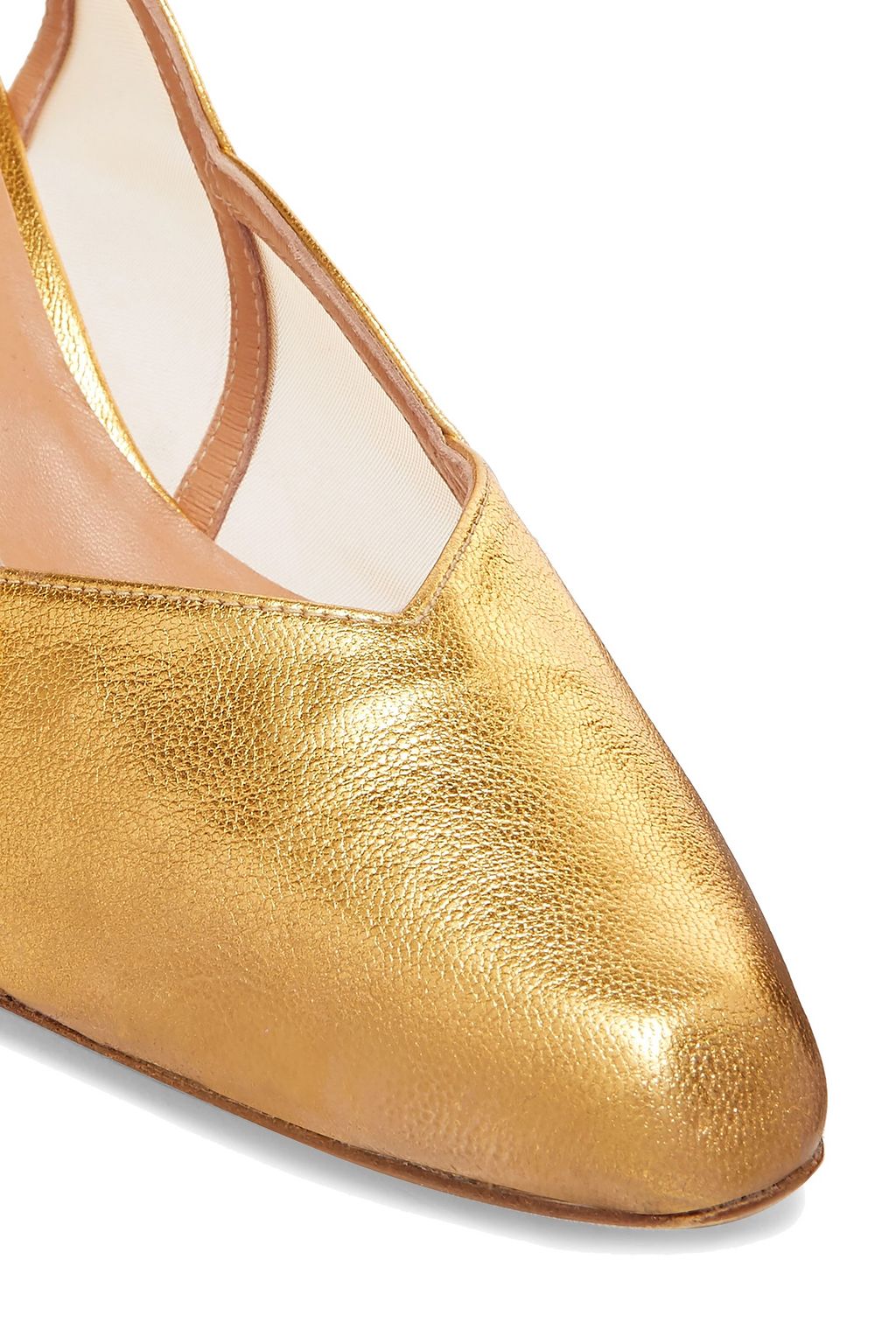 REJINA PYO Alison metallic leather and mesh slingback pumps