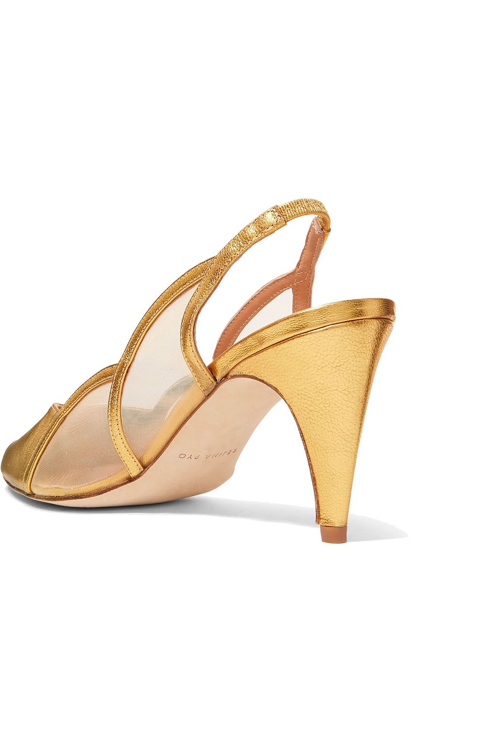 REJINA PYO Alison metallic leather and mesh slingback pumps