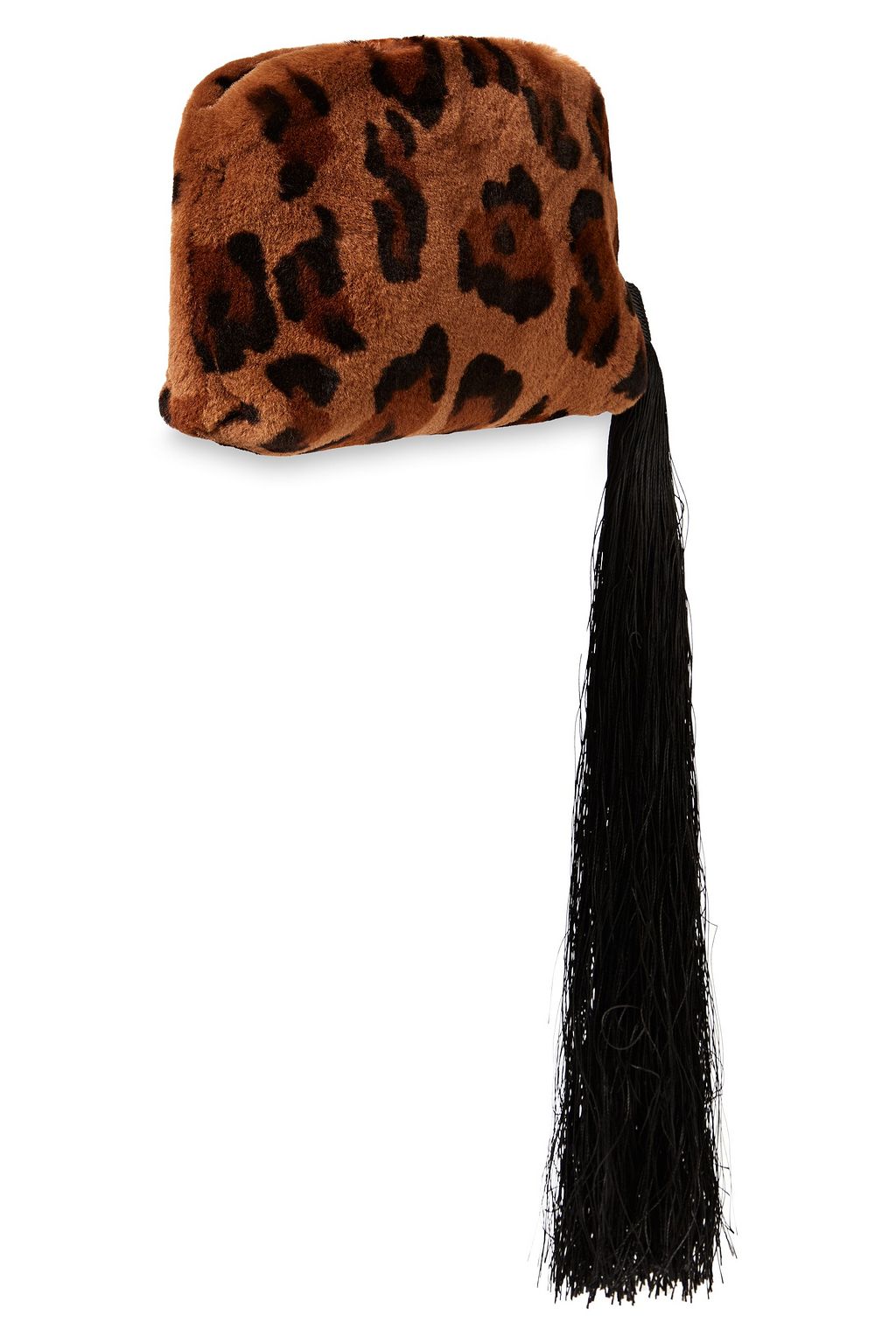 THE ROW Wristlet mini tasseled leopard-print shearling clutch