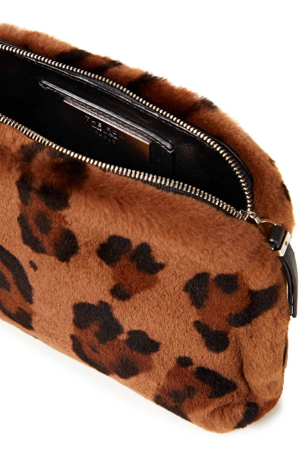 THE ROW Wristlet mini tasseled leopard-print shearling clutch