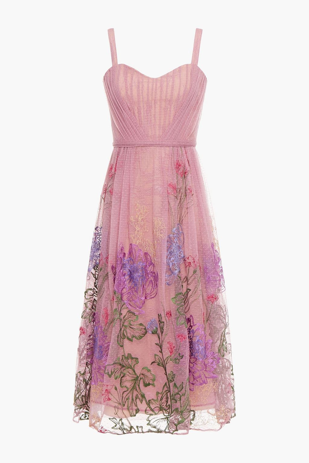 Fliederfarben Plissiertes Midikleid Aus Point D Esprit Mit Stickereien Sale Bis Zu 70 Marchesa Notte The Outnet Marchesa Notte The Outnet