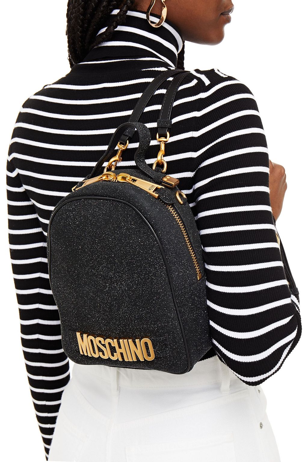 MOSCHINO Glittered leather backpack