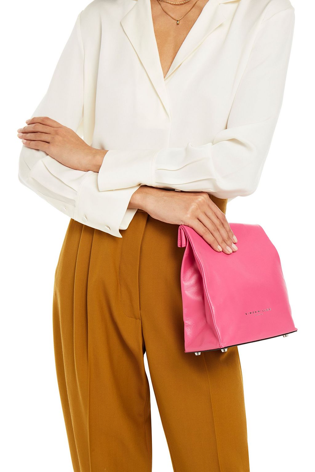 SIMON MILLER Lunchbag 30 crinkled-leather clutch