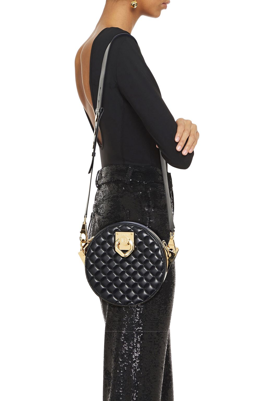 BALMAIN Twist quilted leather shoulder bag