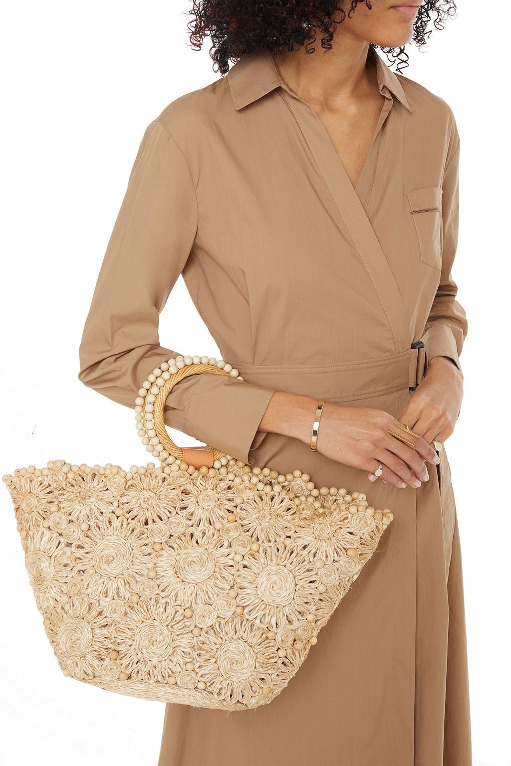 ARANÁZ Bead-embellished hemp tote