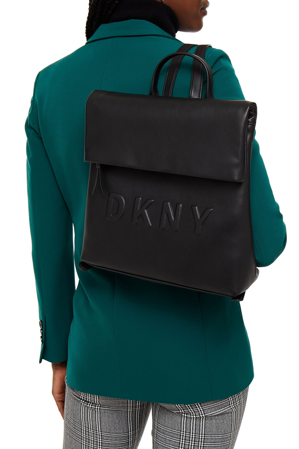 Dkny Logoembossed Faux Leather Backpack In Black ModeSens
