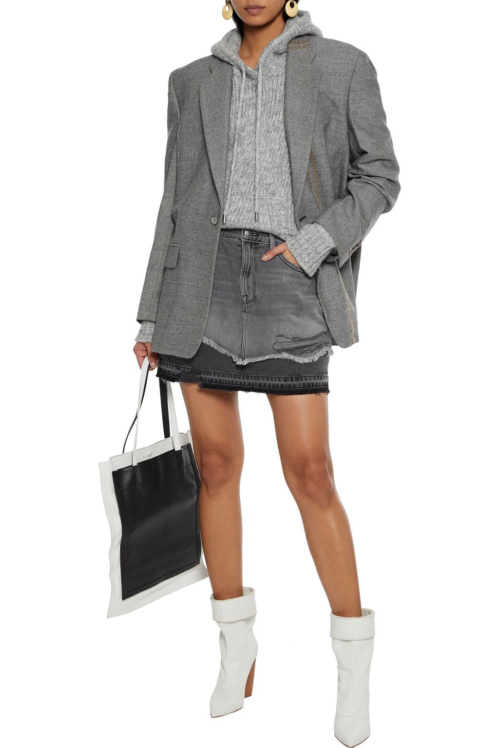 FRAME Le Mini distressed denim mini skirt