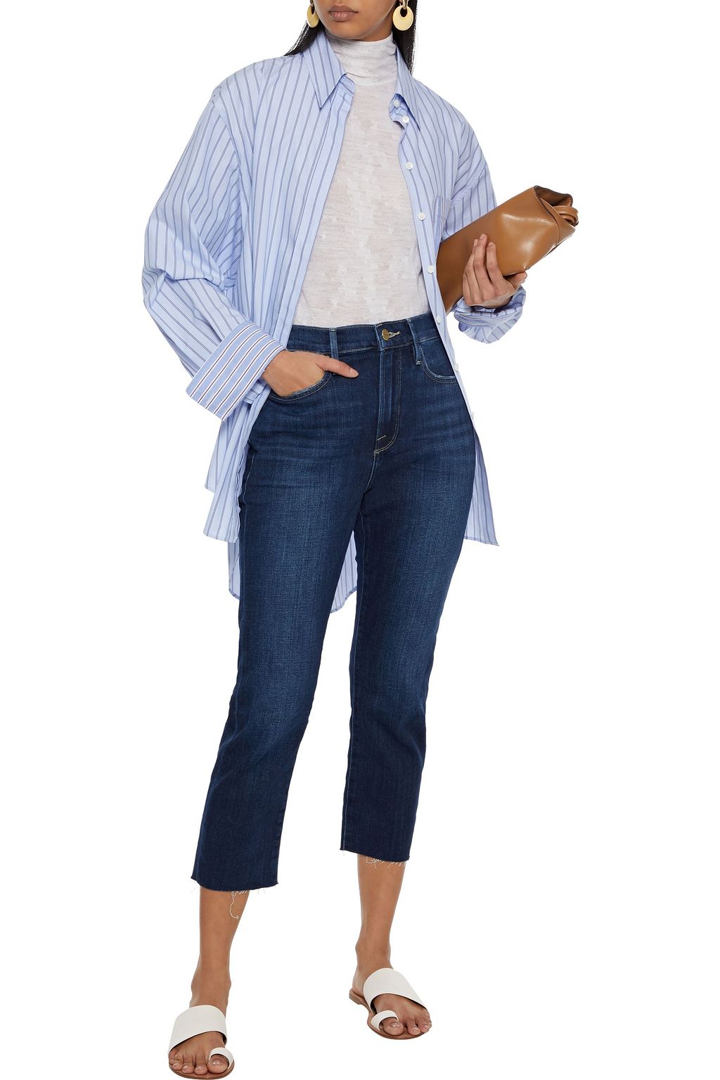 FRAME Le Beau Crop frayed boyfriend jeans