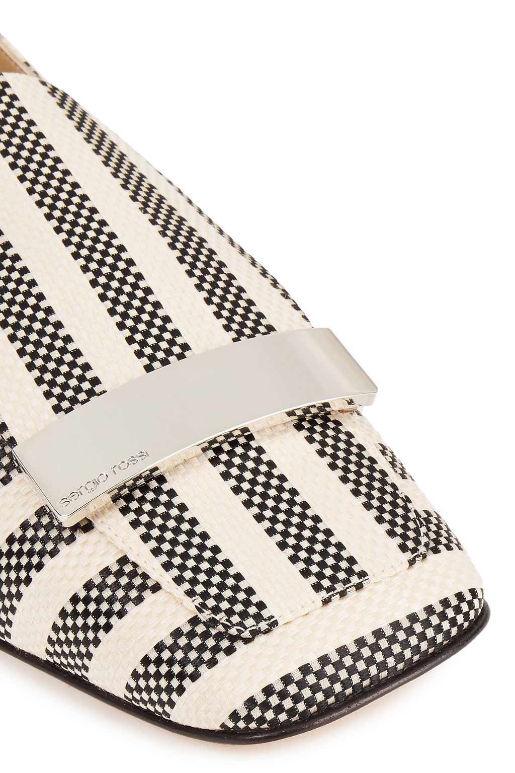 SERGIO ROSSI Embellished striped jacquard loafers