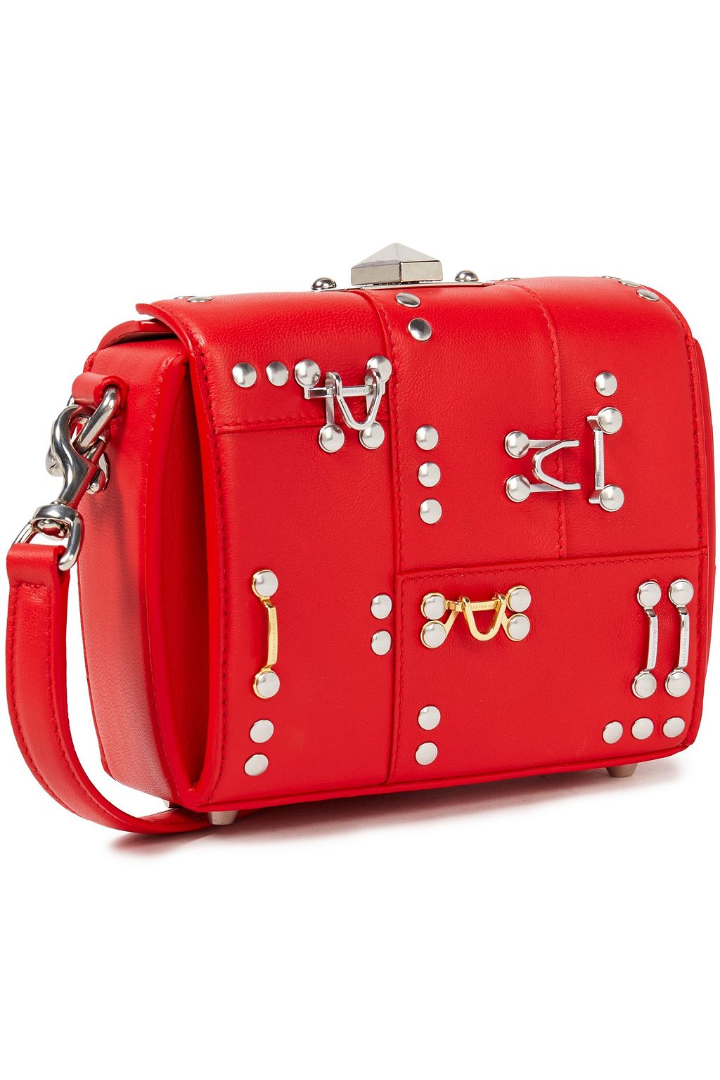 MCQUEEN Box embellished paneled leather shoulder bag