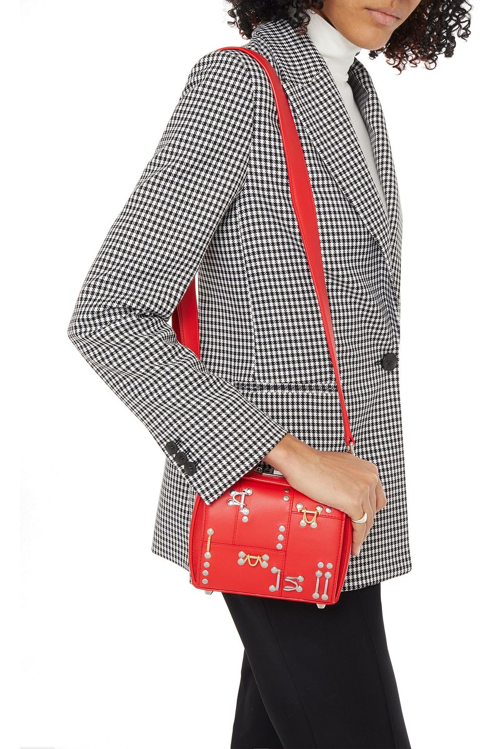 MCQUEEN Box embellished paneled leather shoulder bag