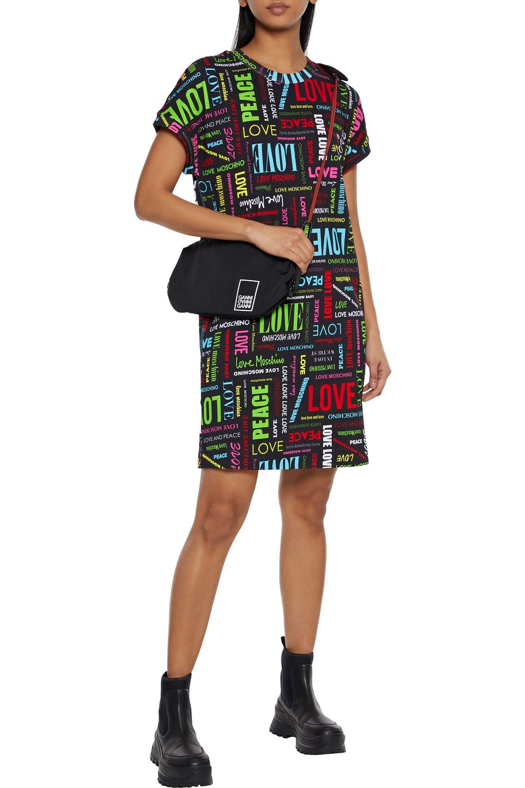 LOVE MOSCHINO Printed French cotton-terry dress