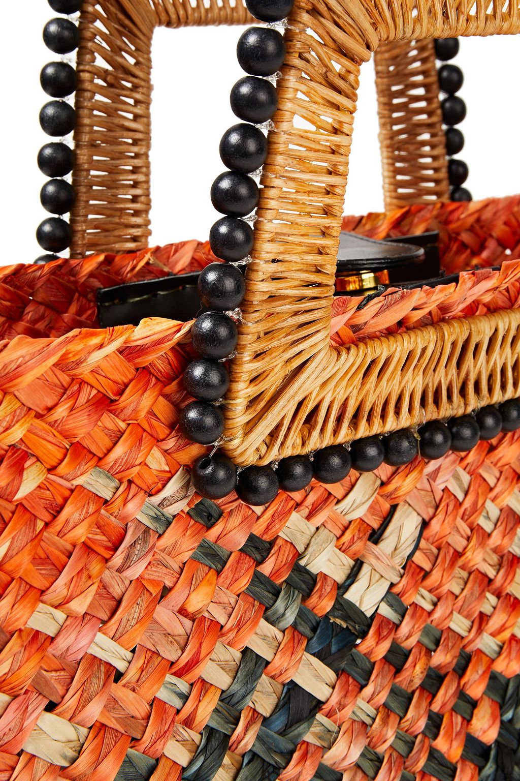 ARANÁZ Bead-embellished basketweave raffia tote