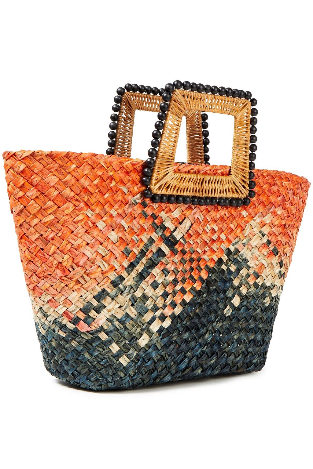 ARANÁZ Bead-embellished basketweave raffia tote