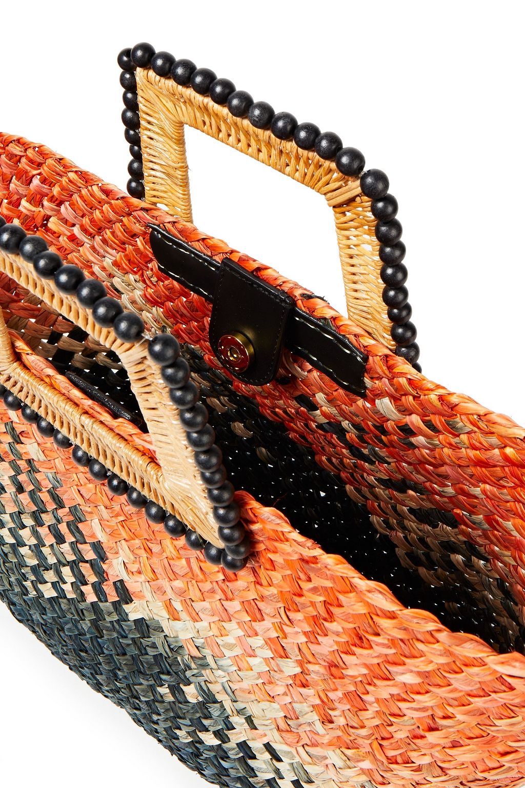 ARANÁZ Bead-embellished basketweave raffia tote
