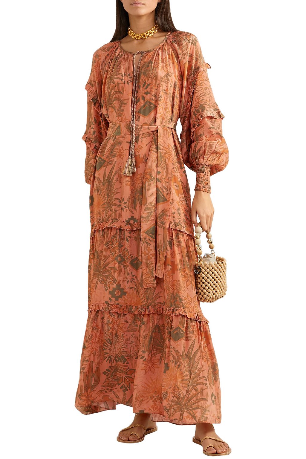 CHUFY Colca ruffled tiered printed voile maxi dress