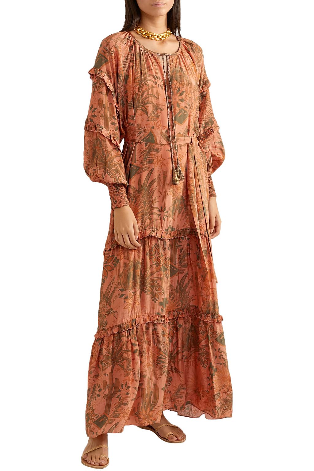 CHUFY Colca ruffled tiered printed voile maxi dress