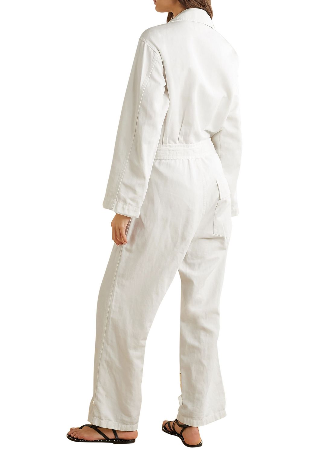 NILI LOTAN Aria belted cotton and linen-blend twill jumpsuit