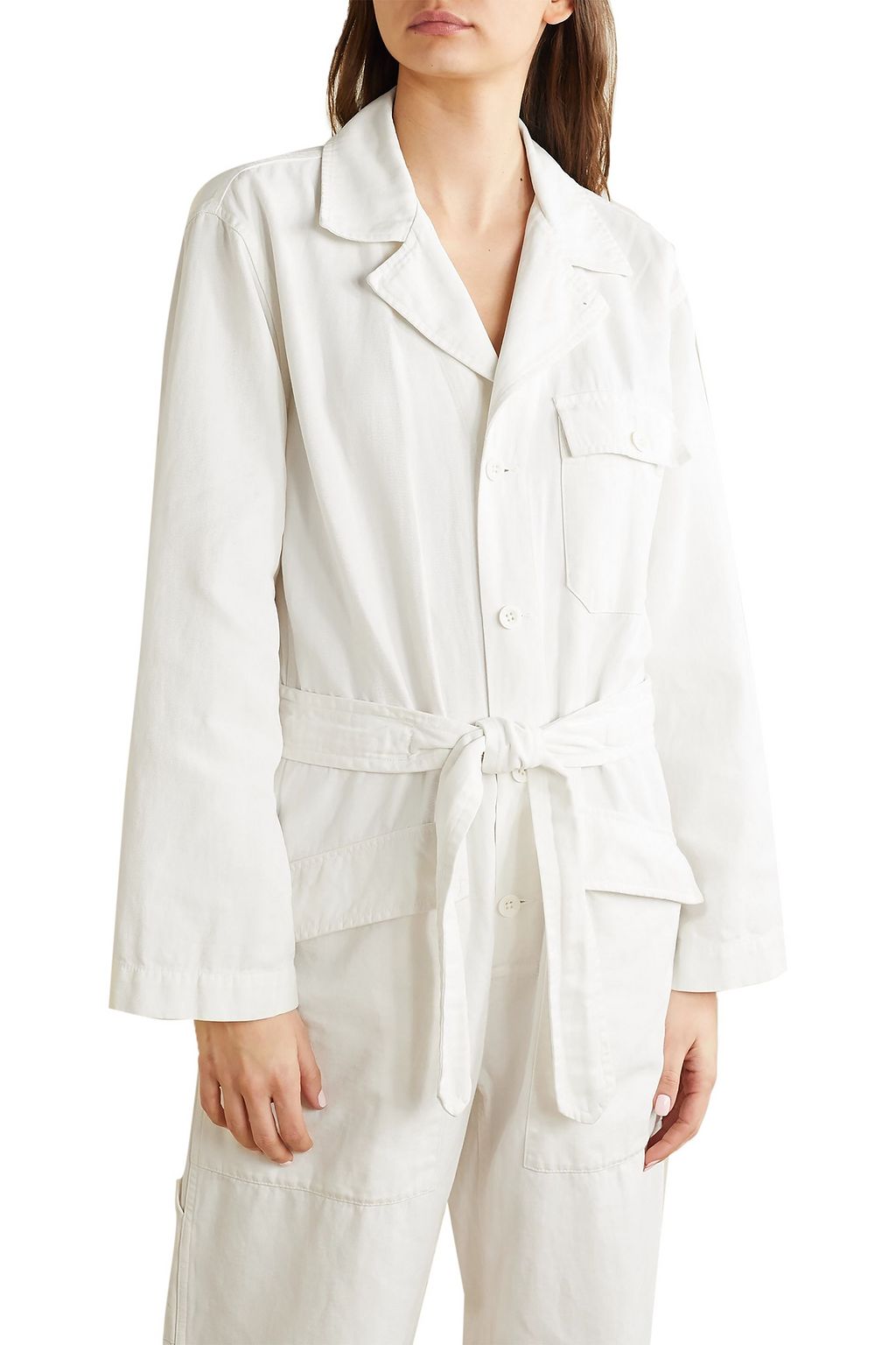 NILI LOTAN Aria belted cotton and linen-blend twill jumpsuit