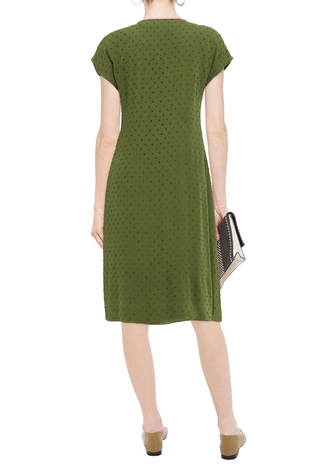 CHARLI Wrap-effect fil coupé gauze midi dress