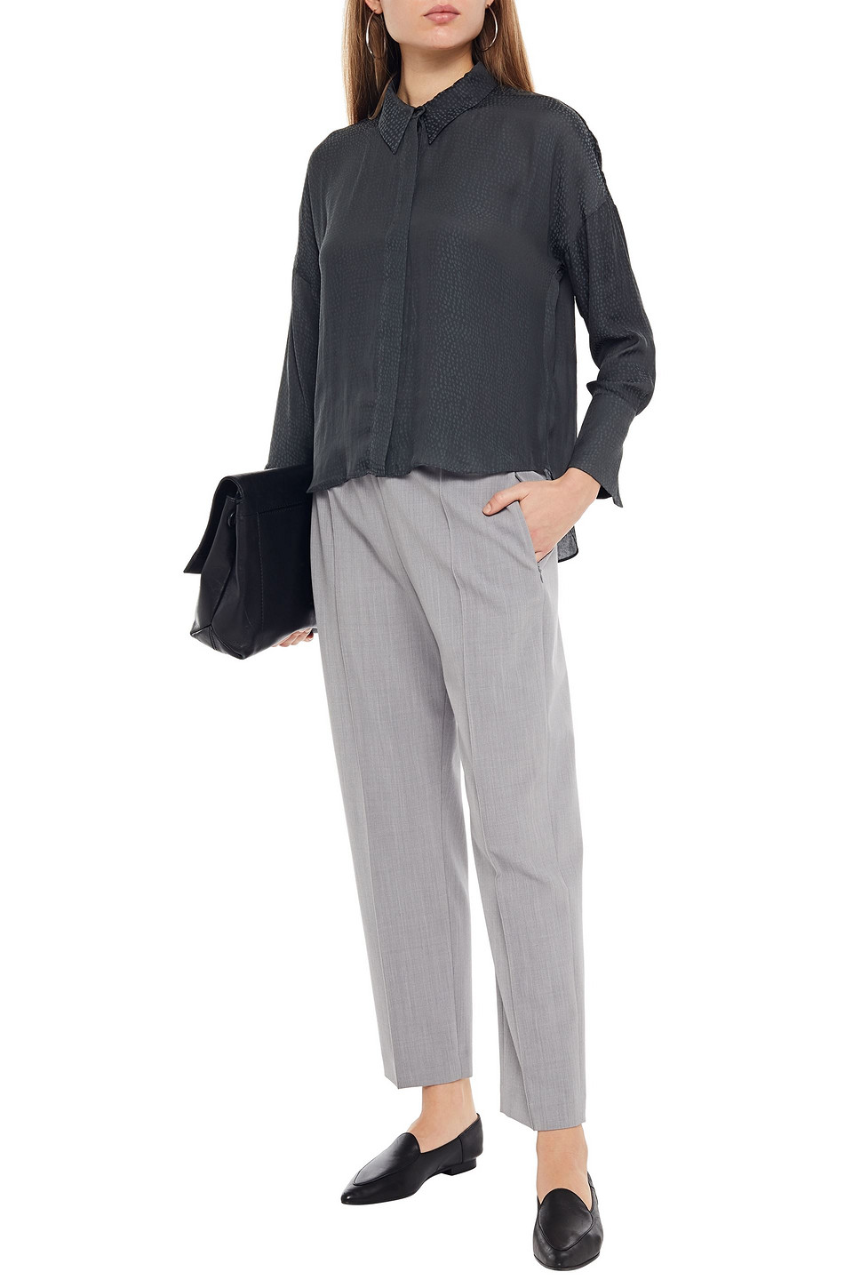 Charli Irene Satin-jacquard Shirt In Charcoal