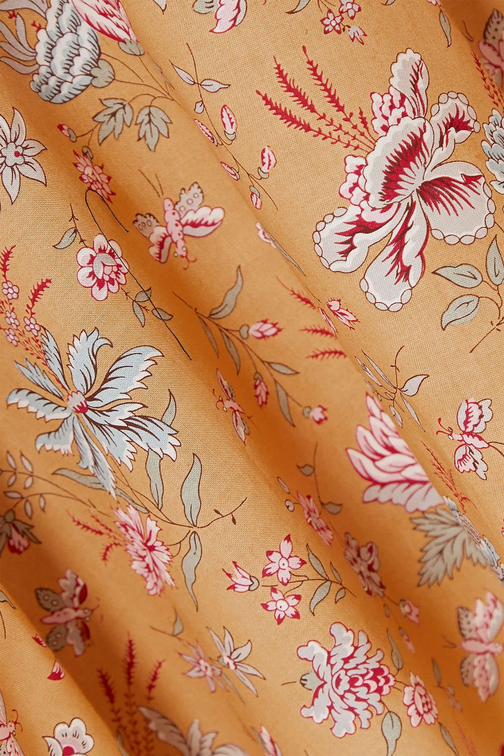 ANNA MASON Carmen tiered floral-print cotton-poplin midi skirt