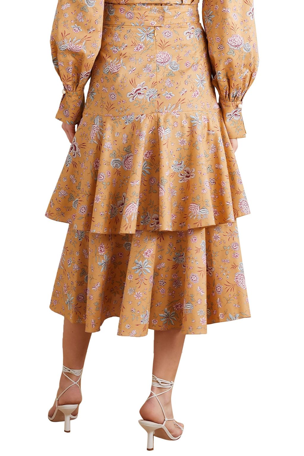 ANNA MASON Carmen tiered floral-print cotton-poplin midi skirt