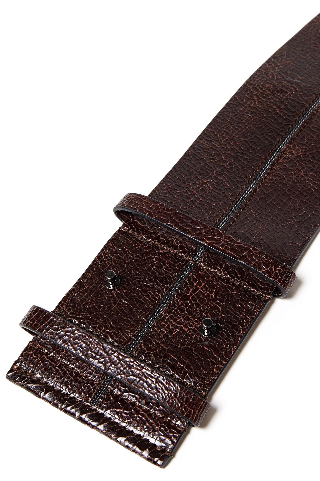 BRUNELLO CUCINELLI Bead-embellished cracked-leather waist belt