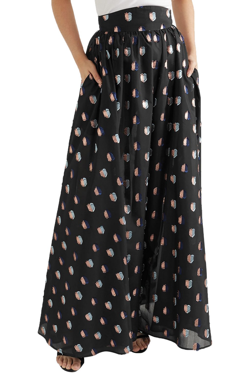 ANNA MASON Tati gathered metallic fil coupé organza maxi skirt