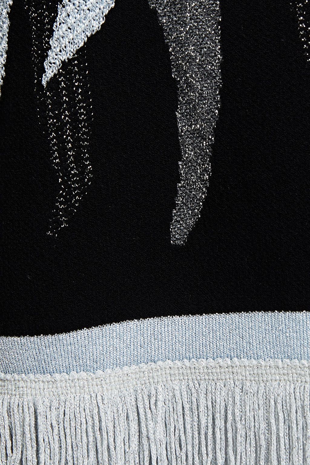 JUST CAVALLI Fringed metallic jacquard-knit cardigan