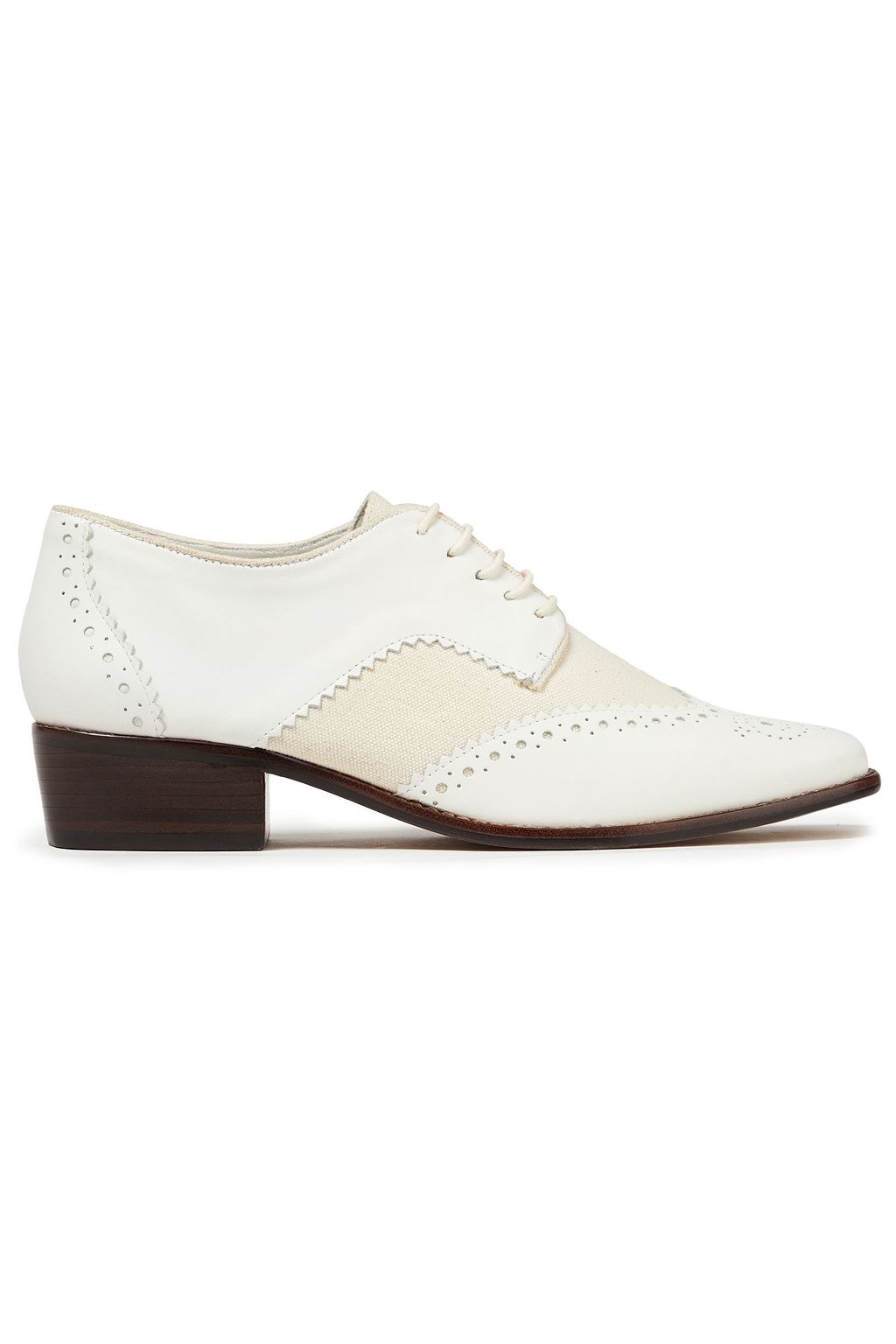 Ivory Perforated leather and canvas 