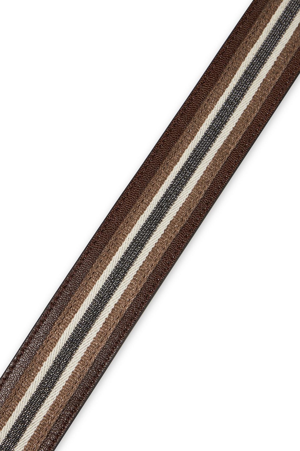 BRUNELLO CUCINELLI Bead-embellished textured-leather and woven belt