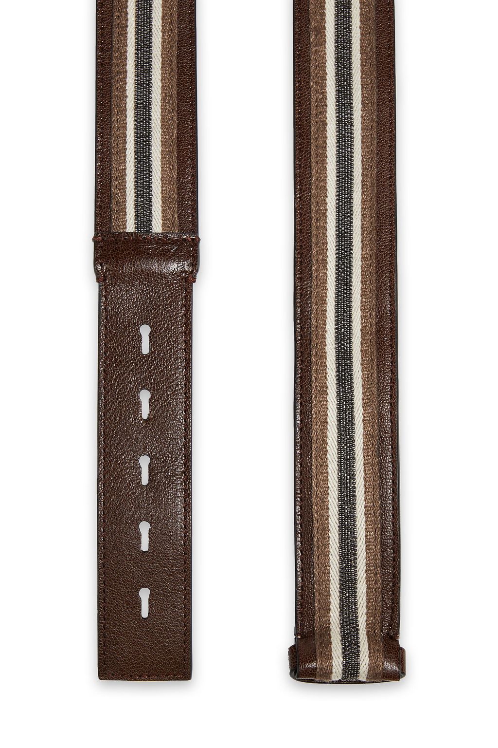 BRUNELLO CUCINELLI Bead-embellished textured-leather and woven belt