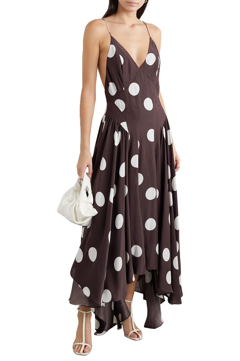 TOVE Maren open-back asymmetric polka-dot silk-crepon maxi dress