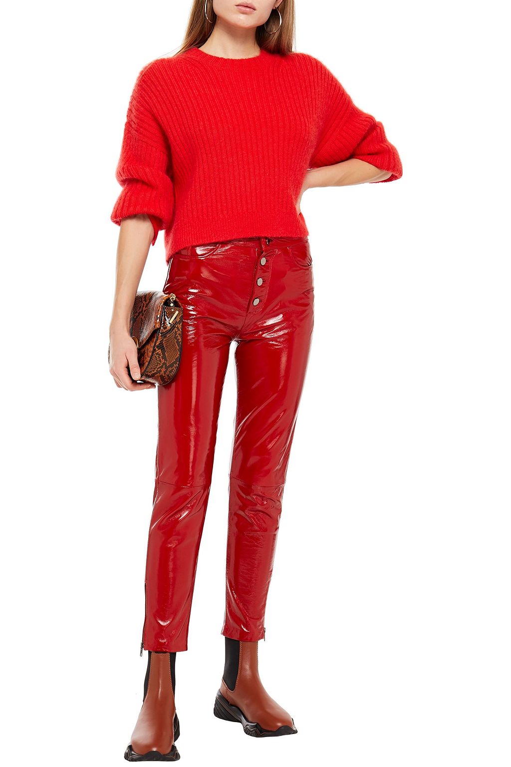 MUUBAA Crinkled leather tapered pants