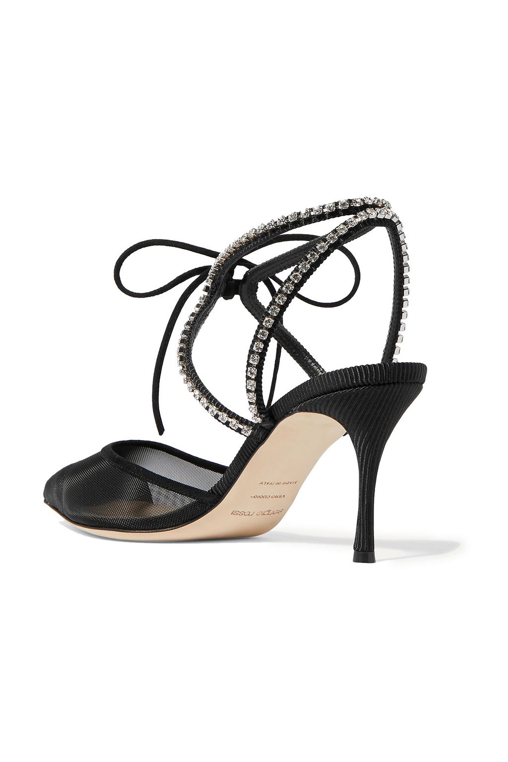 SERGIO ROSSI Crystal-embellished mesh pumps