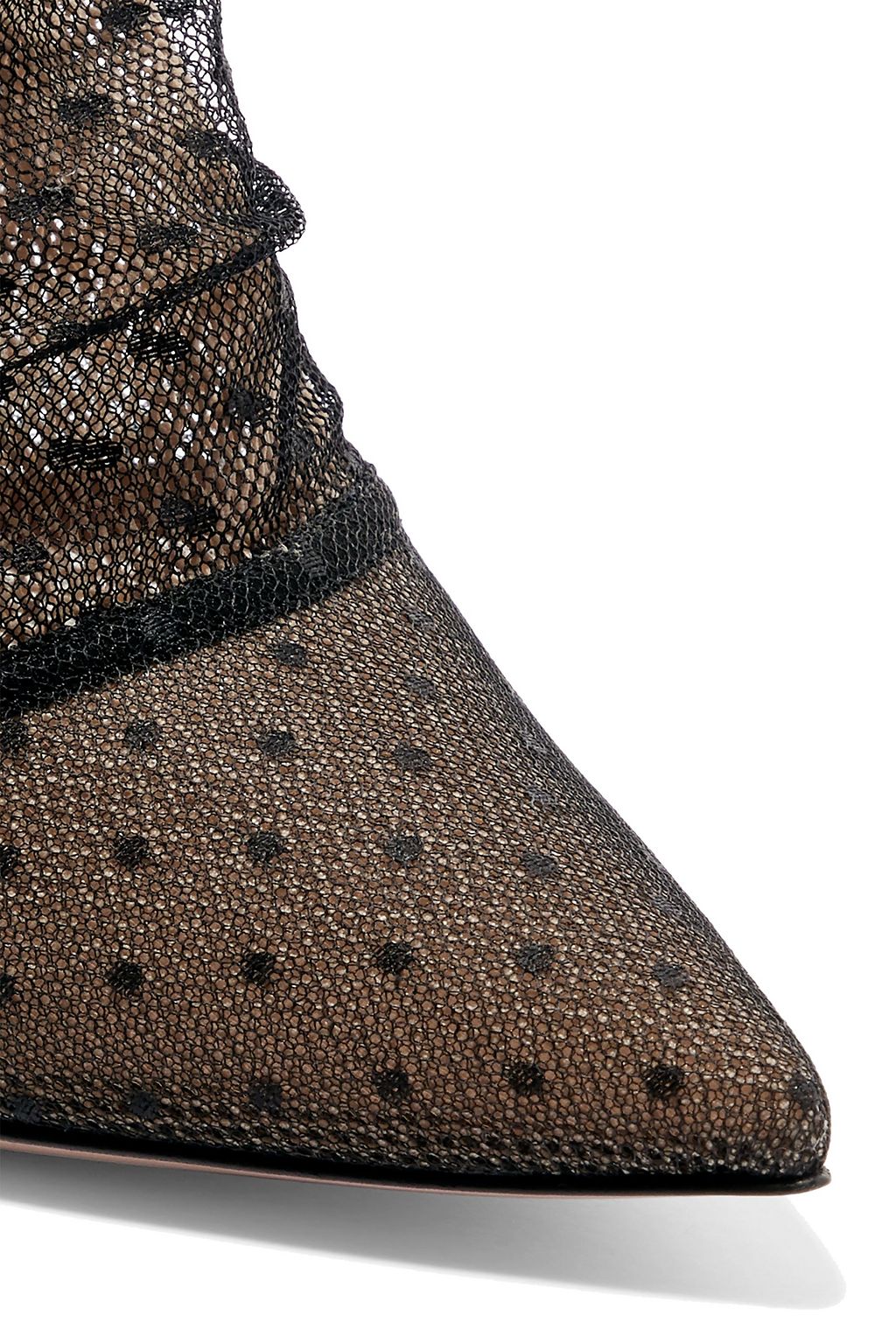 GIANVITO ROSSI 105 polka-dot tulle and suede ankle boots