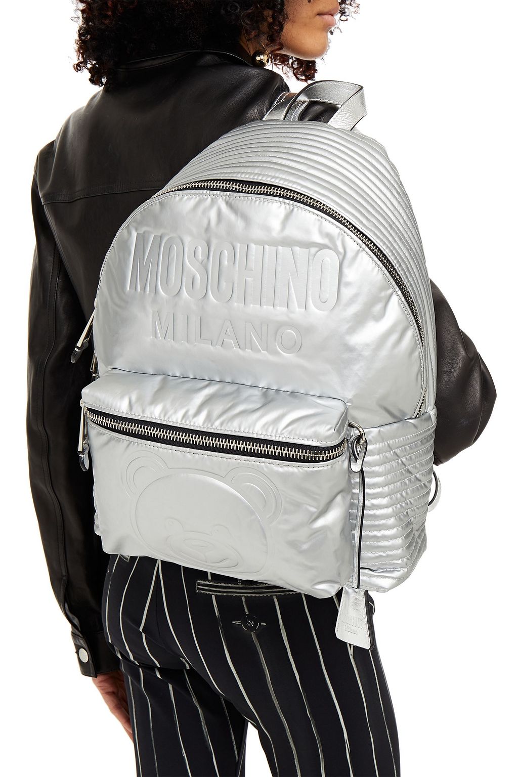 MOSCHINO Embossed metallic shell backpack