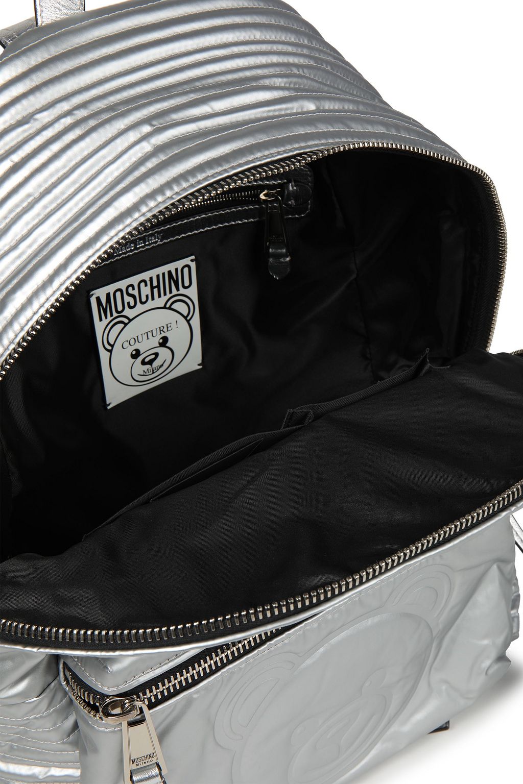 MOSCHINO Embossed metallic shell backpack