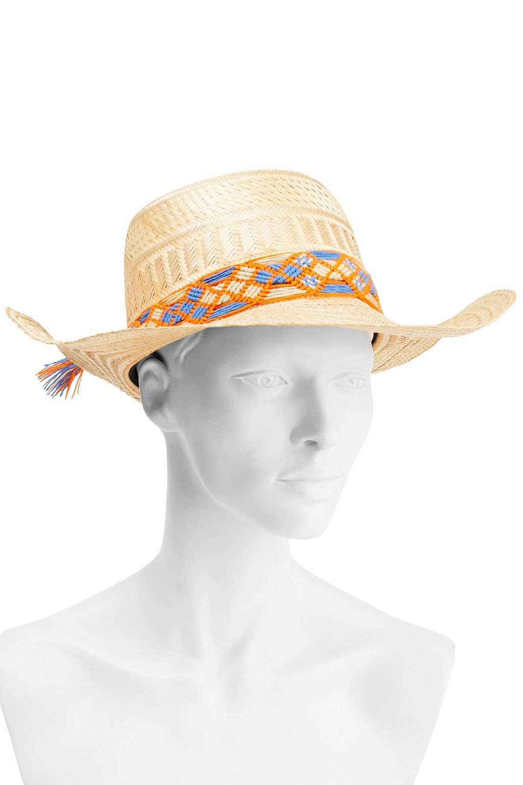 YOSUZI Alba macramé-trimmed straw sunhat