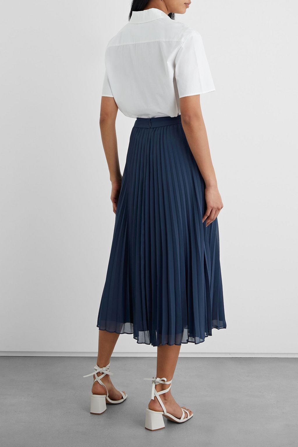 IRIS & INK Sophia pleated crepe de chine midi skirt