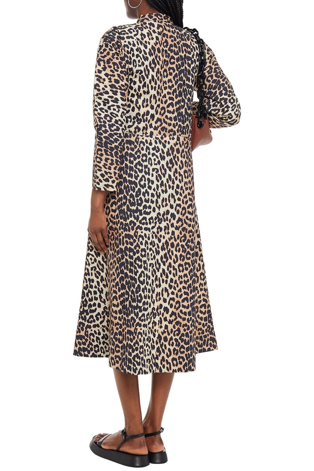 GANNI Polka-dot cotton-poplin midi dress